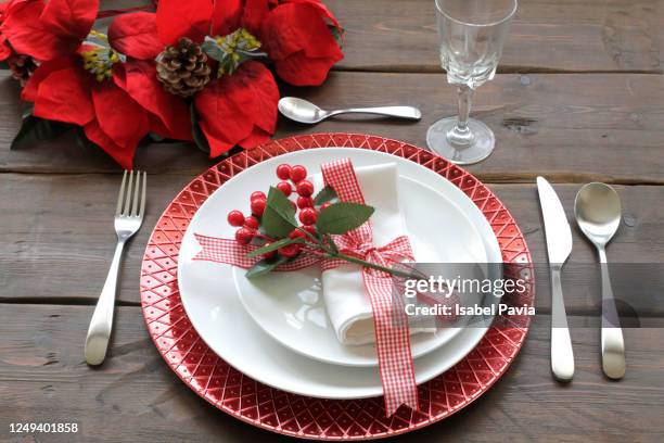 christmas table setting - wedding table setting imagens e fotografias de stock