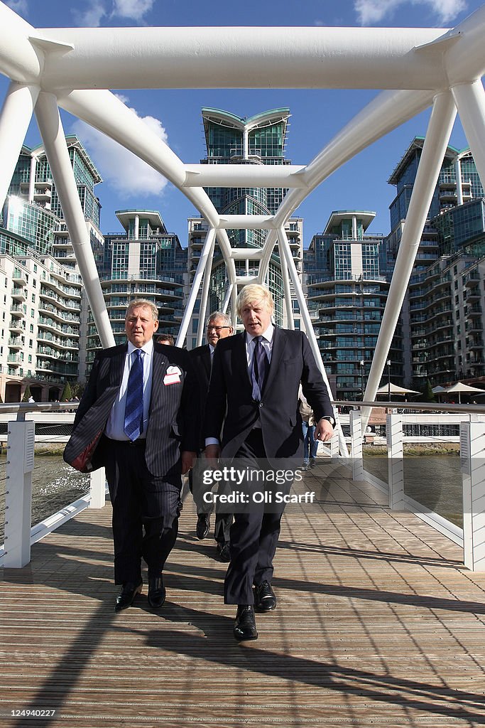 London Mayor Boris Johnson Opens The New River Bus Pier Opened At St George Wharf