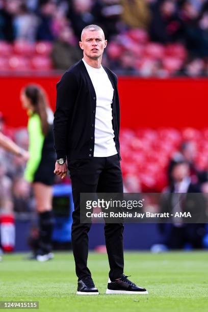 Paul Konchesky the head coach / manager of West Ham United Women during the FA Women's Super League match between Manchester United and West Ham...