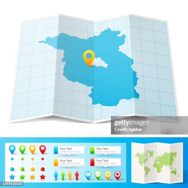 brandenburg map with location pins isolated on white background - german pointer stock illustrations