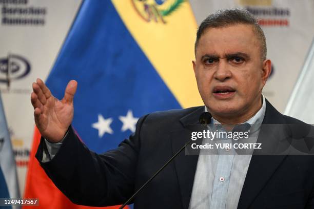 The Attorney General of the Republic of Venezuela, Tarek William Saab, gives a press conference related to the recent corruption scandal at the...