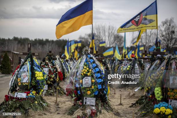 View of the memorial of fallen soldier Valery Zagarnitski, who died at the age of 47 while he was on duty in Bakhmut frontline as he was fighting...