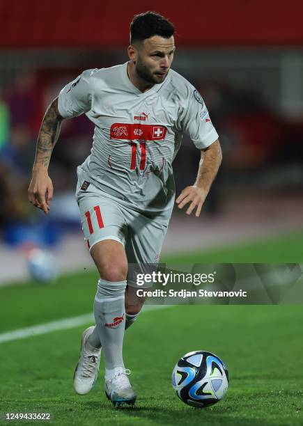 Renato Steffen of Switzerland in action during the UEFA EURO 2024 qualifying round group I match between Belarus and Switzerland at Stadion...