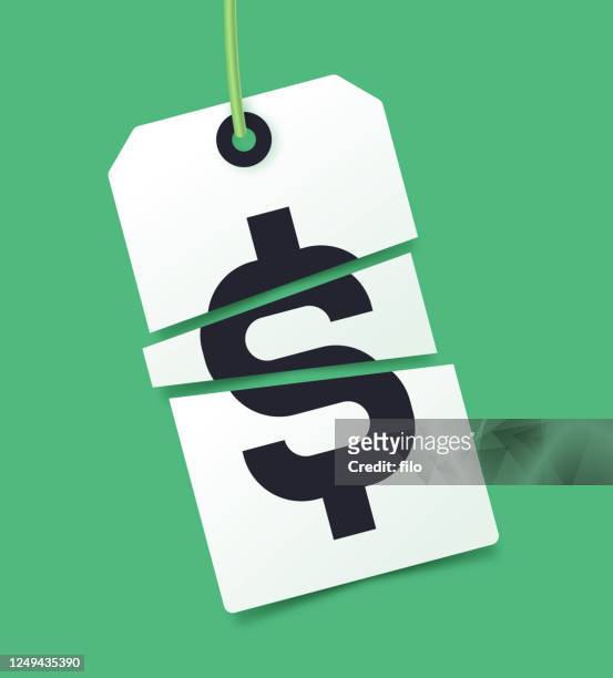 price cut sale tag - cutting stock illustrations