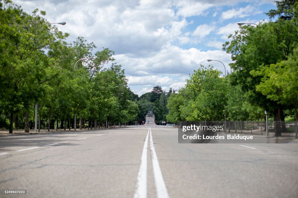 Empty street in Madrid during covid 19