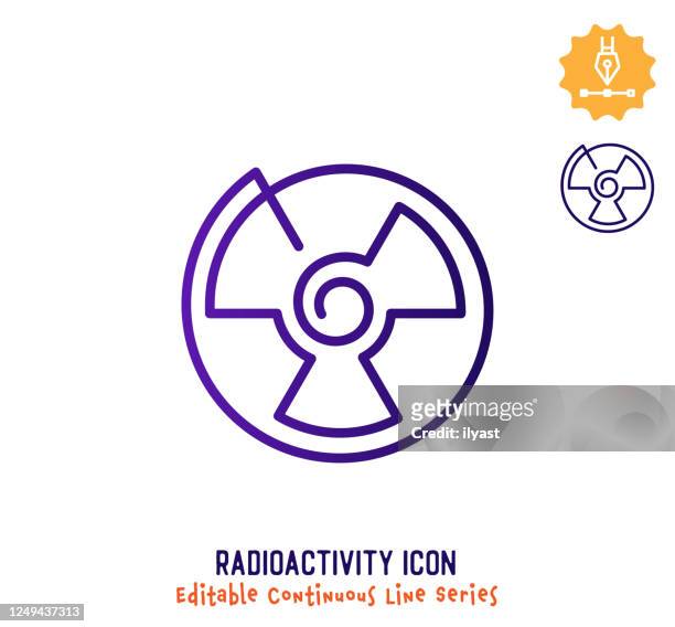 illustrations, cliparts, dessins animés et icônes de icône modifiable en ligne continue de radioactivité - radioactive warning symbol