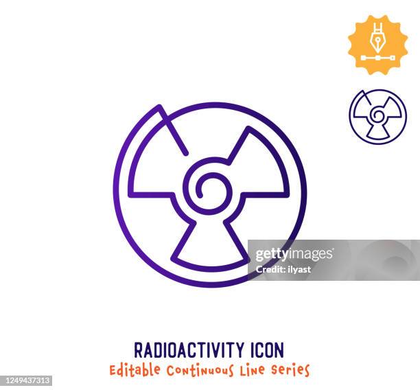 radioactivity continuous line editable icon - nuclear weapon stock illustrations