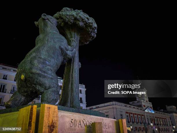 The statue of the Bear and the Strawberry Tree moved to its new location as part of the remodeling works at Puerta del Sol. The iconic sculpture will...