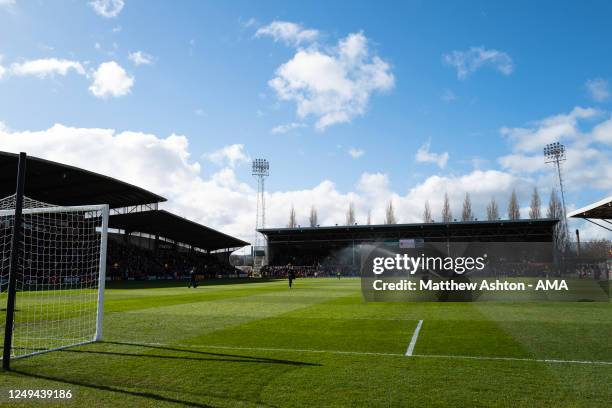 General view of The Racecourse Ground the home stadium of Wrexham AFC during the Vanarama National League match between Wrexham and York City at the...