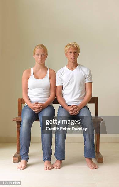 teenager brother and sister - girl in tank top stock pictures, royalty-free photos & images