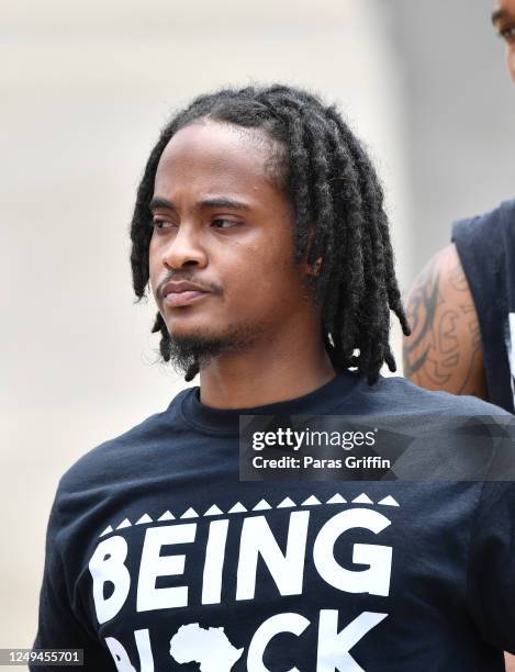 Scotty Smart attends the Justice For Kendrick Johnson Rally at the Georgia State Capitol on June 13, 2020 in Atlanta, Georgia. The recent protests...
