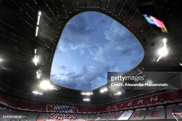 General view after the Bundesliga match between FC Bayern Muenchen and Borussia Moenchengladbach at Allianz Arena on June 13, 2020 in Munich, Germany.