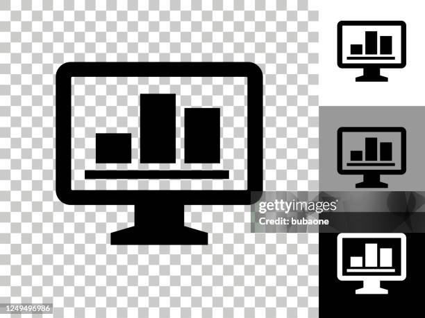computer graphs icon on checkerboard transparent background - computer screens multiple stock illustrations