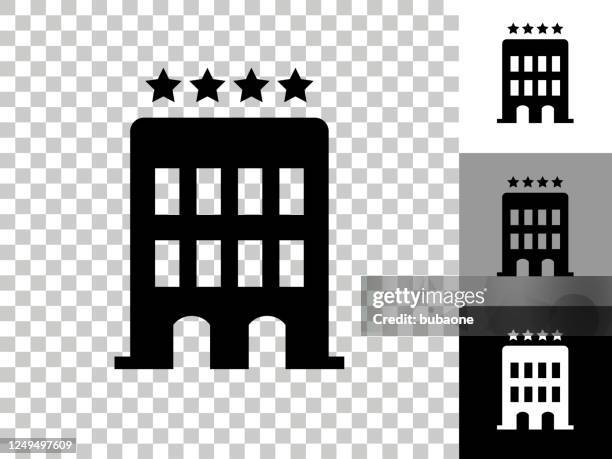 hotel icon on checkerboard transparent background - inn stock illustrations
