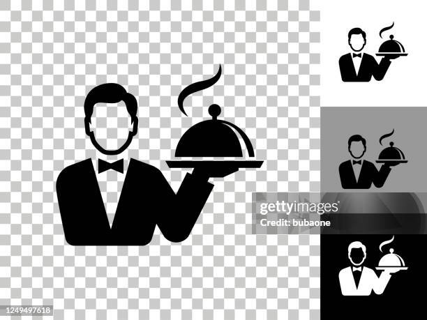 ilustrações de stock, clip art, desenhos animados e ícones de hotel room service icon on checkerboard transparent background - serviço de quarto