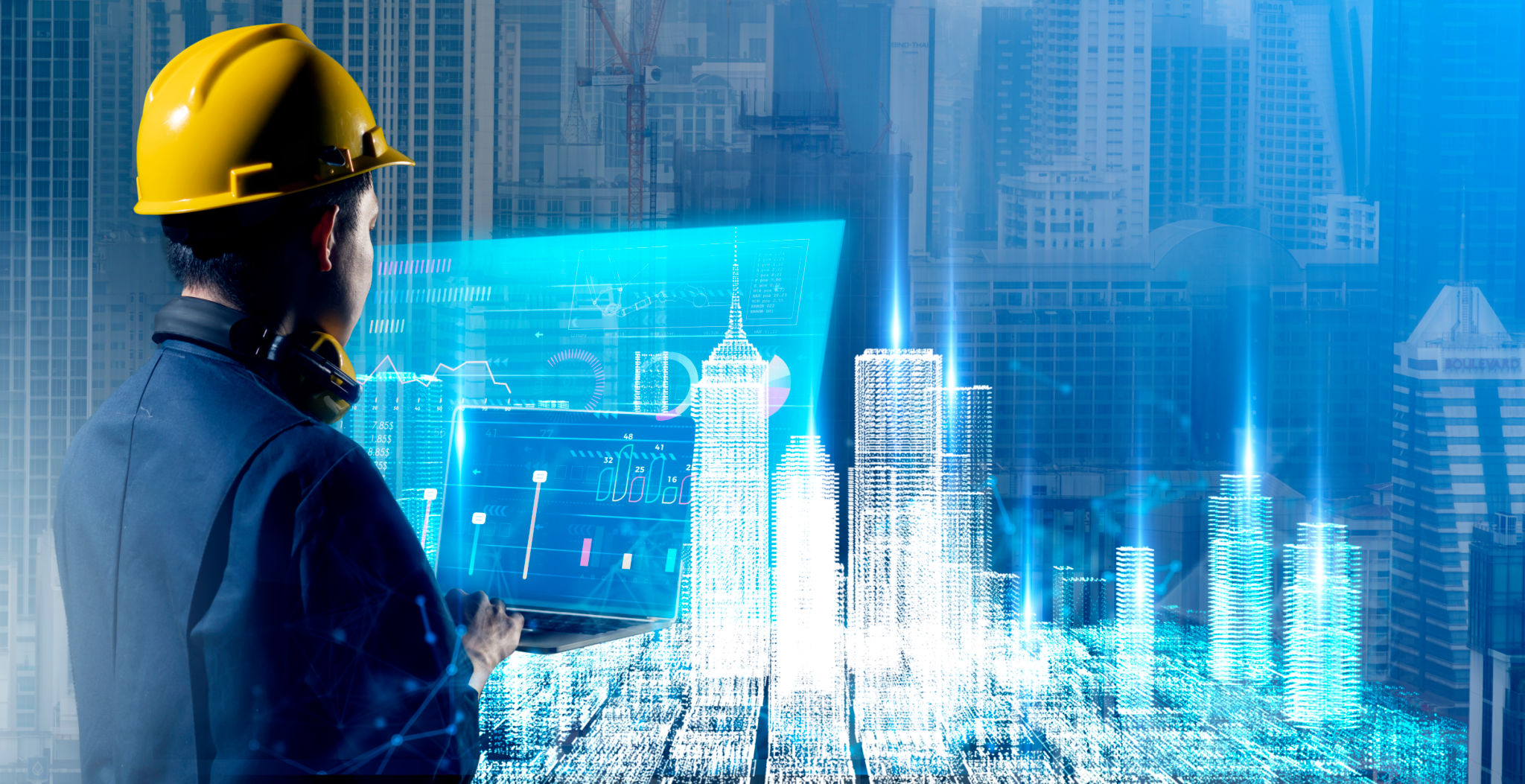 Civil Engineer, architect smart city building design AR augmented reality VR digital technology futuristic hologram Civil Engineer, architect smart city building design AR augmented reality VR digital technology futuristic hologram