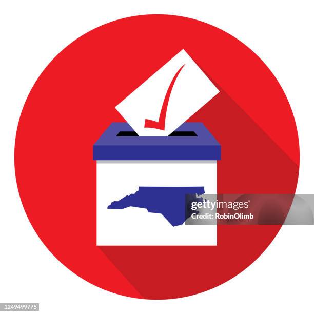 red circle north carolina ballot box icon - early voting stock illustrations