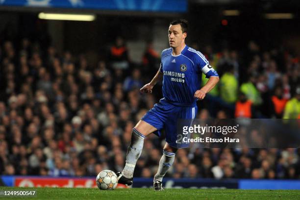 John Terry of Chelsea in action during the UEFA Champions League Semi Final second leg match between Chelsea and Liverpool at the Stamford Bridge on...