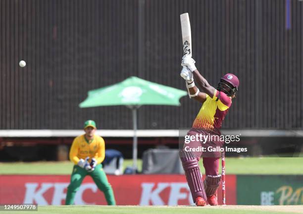 Kyle Mayers of the West Indies during the 2nd KFC T20 International match between South Africa and West Indies at SuperSport Park on March 26, 2023...