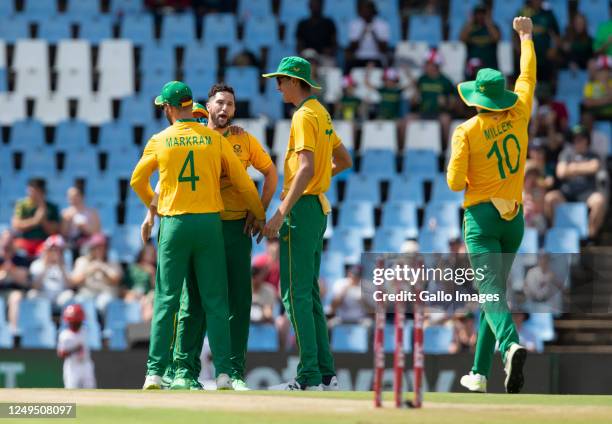 Wayne Parnell celebrates his wicket during the 2nd KFC T20 International match between South Africa and West Indies at SuperSport Park on March 26,...