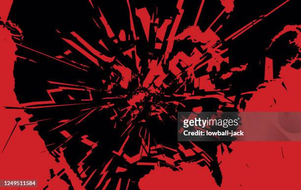 a shattered map of the usa. shattered american society. protest. vector stock illustration - revolutionary war flag stock illustrations