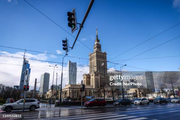 Palace of Culture and Science in Warsaw, Poland on March 26, 2023.
