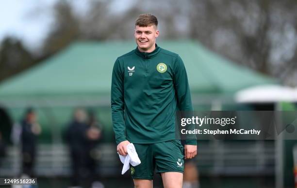 Dublin , Ireland - 26 March 2023; Evan Ferguson during a Republic of Ireland training session at the FAI National Training Centre in Abbotstown,...