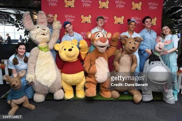 Laura Bacon, Jake Bazel, Robbie Noonan, Chloe Gentles, Alex Cardall and Lottie Grogan attend the Gala Performance of "Disney's Winnie the Pooh: A New...