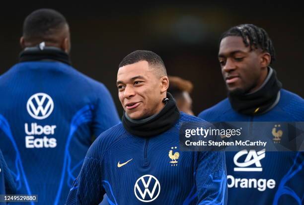 Dublin , Ireland - 26 March 2023; Kylian Mbappé during a France training sesson at Aviva Stadium in Dublin.