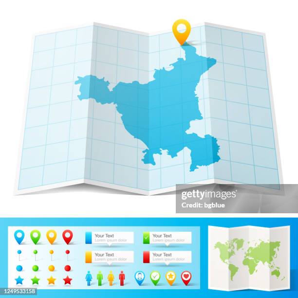 haryana map with location pins isolated on white background - chandigarh stock illustrations