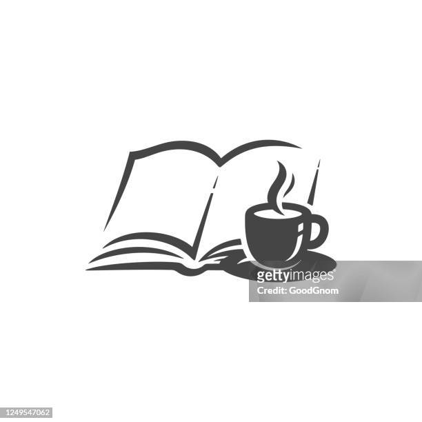 open book and coffee - coffee logo stock illustrations