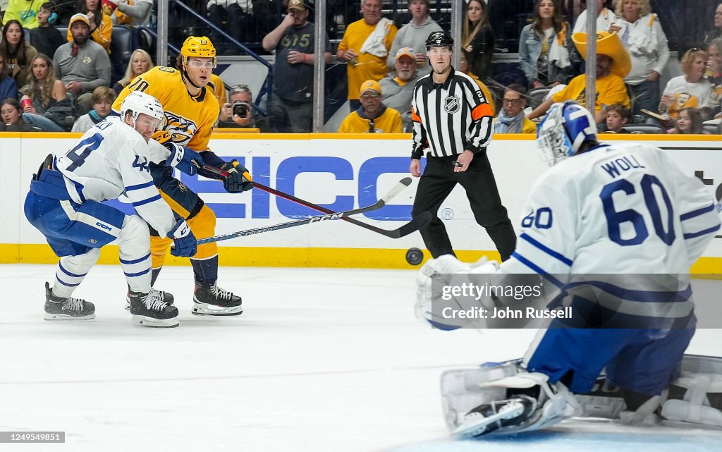 Toronto Predators Egor Afanasyev of the Nashville Predators shot hits the post against ...
