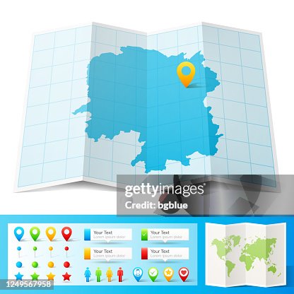 Hunas Map Hunan Map With Location Pins Isolated On White Background High-Res ...