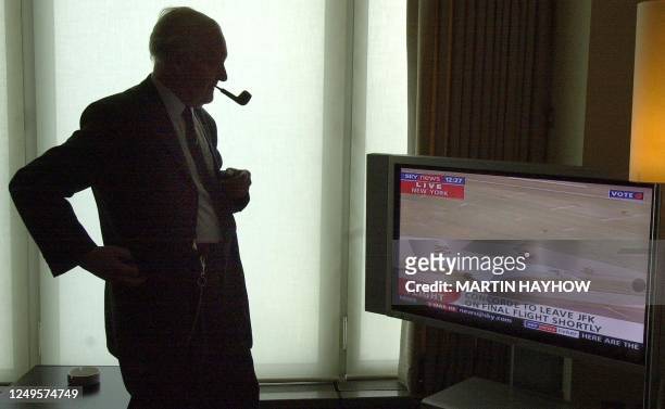 Tony Benn, former Labour party leader and MP for Bristol, who previously had served as Minister of Aviation during Concorde's early years, watches...