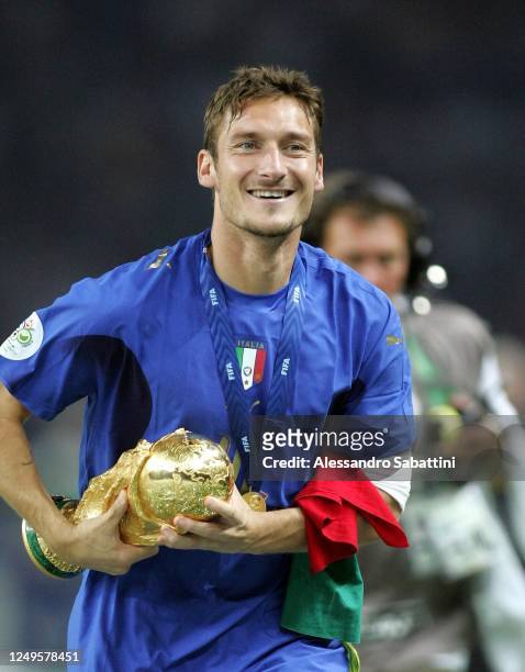 Francesco Totti of Italy celebrates after the World Cup 2006 final football game Italy vs France, 09 July 2006 at Berlin stadium. Italy won the 2006...