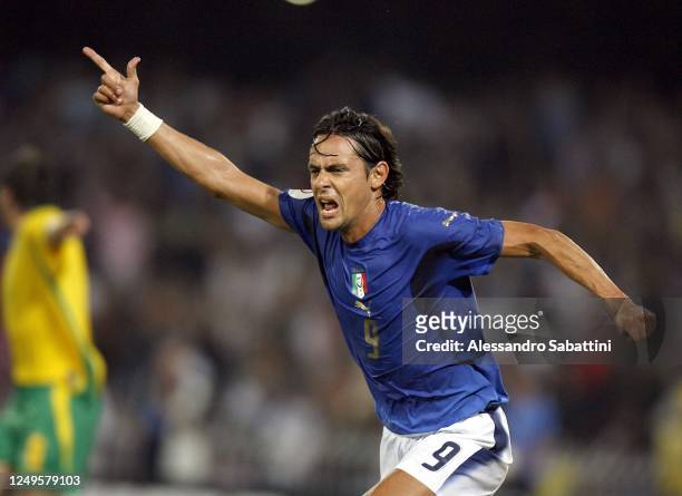 Filippo Inzaghi of Italy celebrates after scoring the goal during the Fifa World Cup 2006 , Germany.