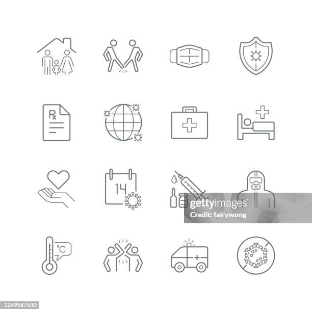 medical and virus icons,covid-19 concept icons - coronavirus infographic stock illustrations