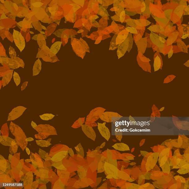 hand drawn autumn leaves background. floral frame isolated background. geometric frame invitation card template with autumn leaves. vector floral border design element for birthday, thanksgiving card, wedding invitation. - leaf pile stock illustrations