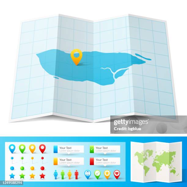 haizhu map with location pins isolated on white background - world map flat grid stock illustrations