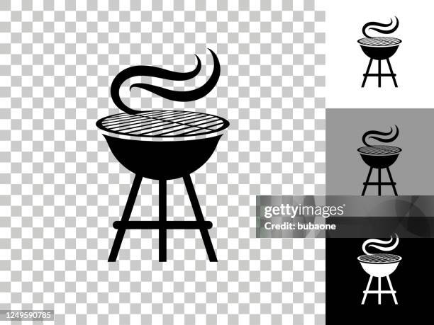 grill icon on checkerboard transparent background - steam transparent background stock illustrations