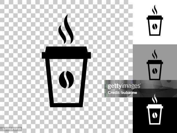 steamy coffee cup icon on checkerboard transparent background - multiple coffee cups stock illustrations