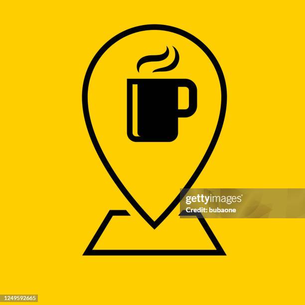 coffee shop map pointer icon - multiple coffee cups stock illustrations