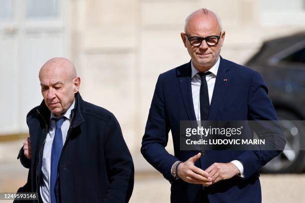 President of "Horizons" party and Mayor of Le Havre Edouard Philippe and senator and president of the 'Les Independants - Republique et Territoires'...