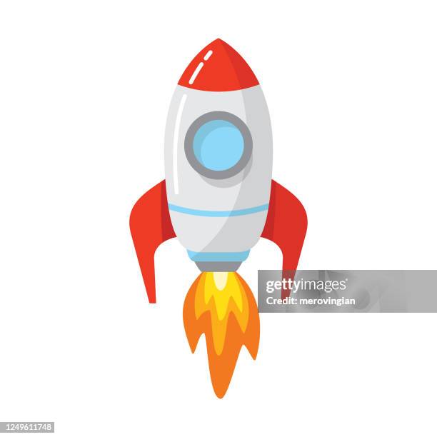 rocket space ship launch - flame illustration stock illustrations