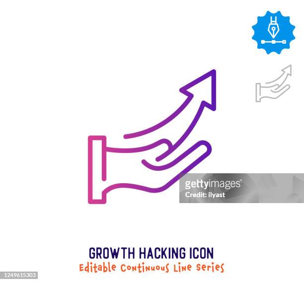 growth hacking continuous line editable icon - one line drawing abstract line art stock illustrations