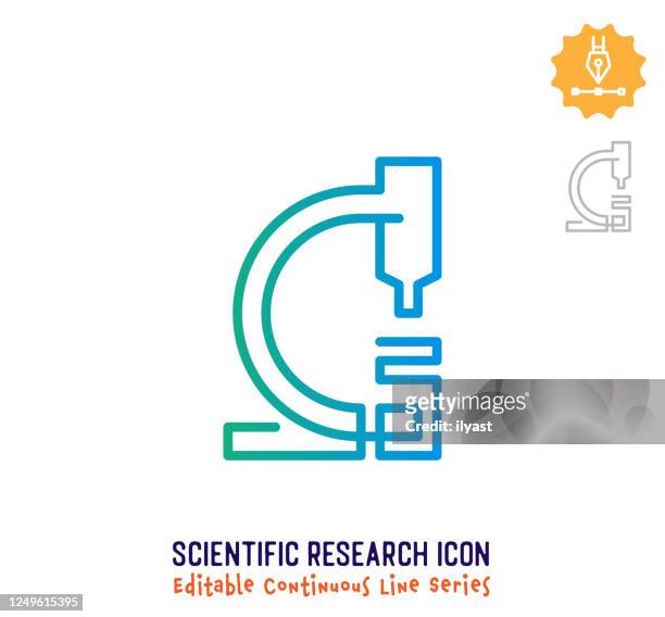 scientific research continuous line editable icon - one line drawing abstract line art stock illustrations