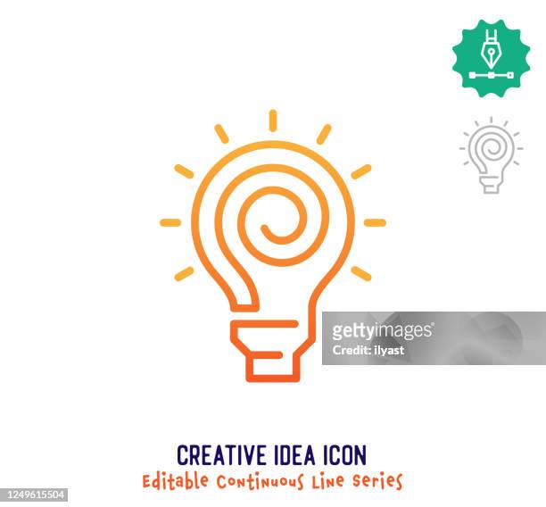 creative idea continuous line editable icon - one line drawing abstract line art stock illustrations
