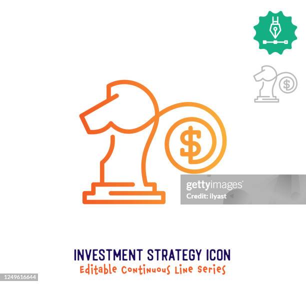 investment strategy continuous line editable icon - continuous cycle infographic stock illustrations