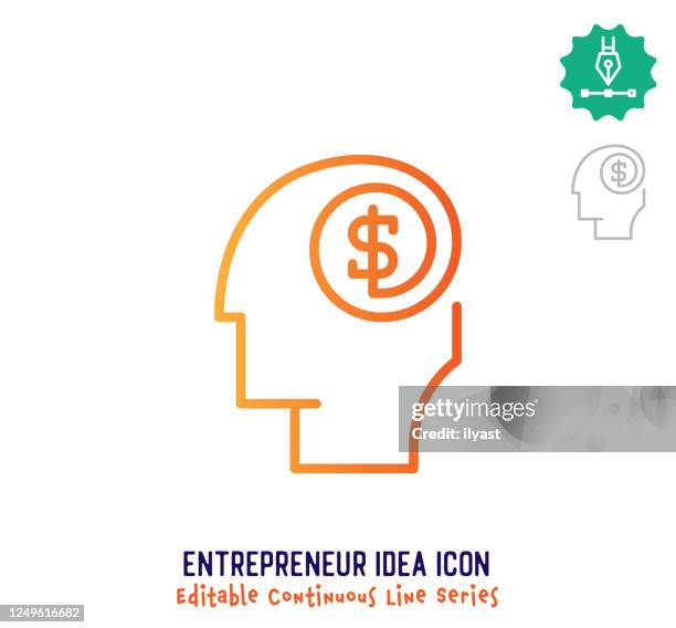 entrepreneur idea continuous line editable icon - successor stock illustrations