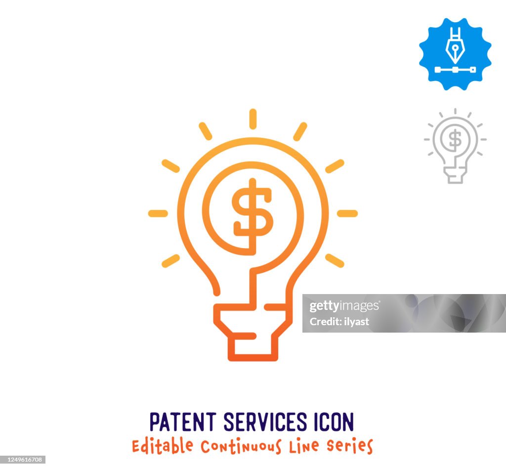 Patent Services Continuous Line Editable Icon